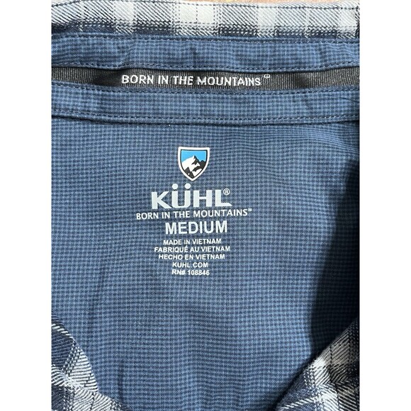 Kuhl Men's Flannel Shirt Size Medium Blue Plaid Long Sleeve Button-Up Outdoor - Picture 12 of 15